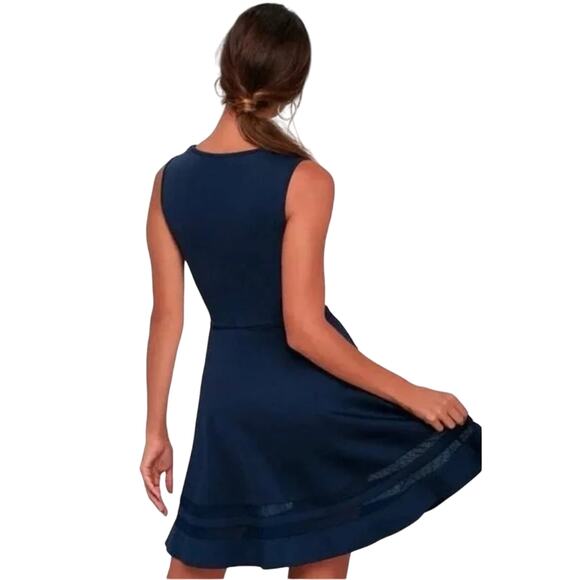 Lulu's Sleeveless Navy Blue Final Stretch Fit and Flare Dress - Size Small - Picture 3 of 11